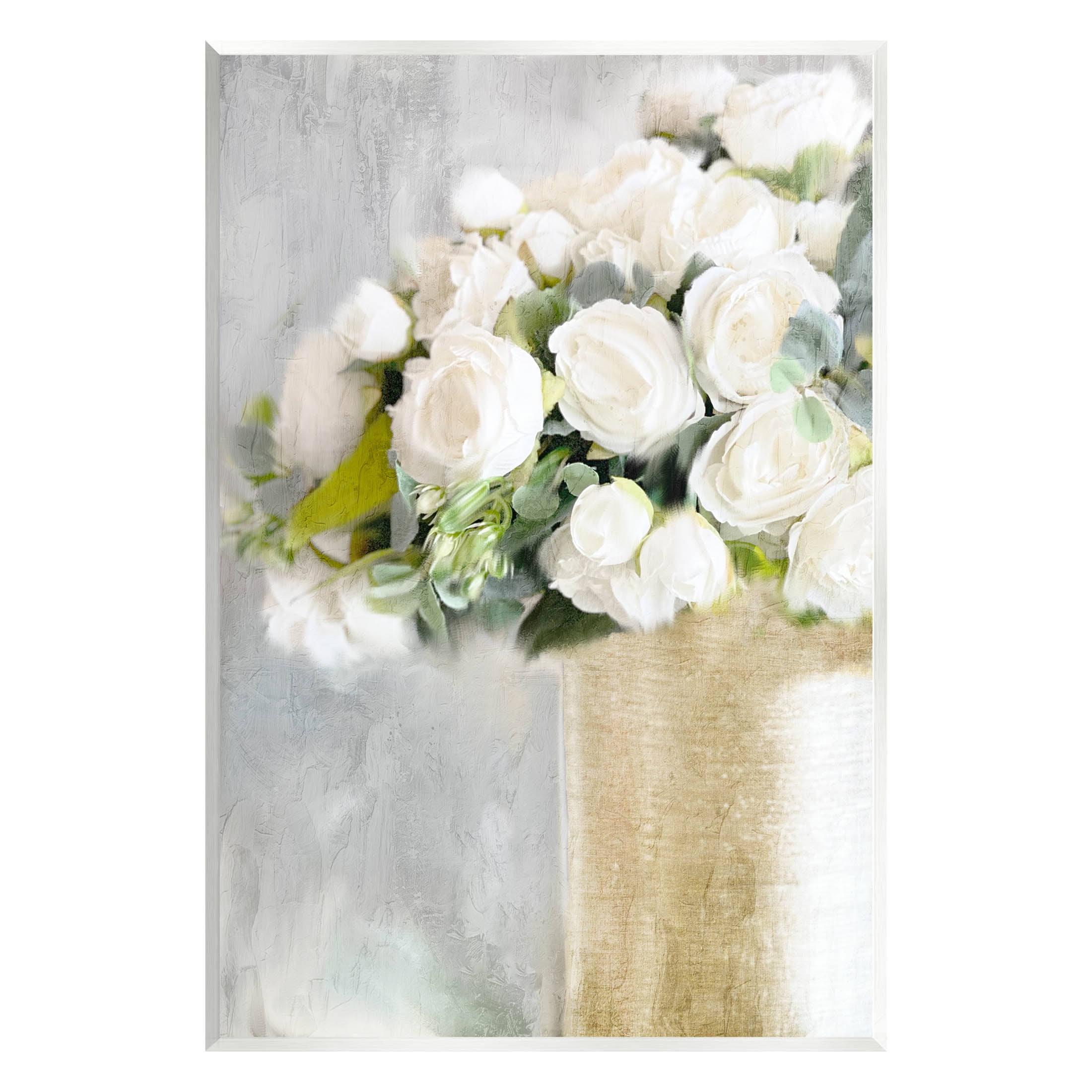 Bailey White Roses Wall Plaque - Botanical Floral Art Print - Walmart.com