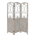 thumbnail image 1 of Romantic Whitewashed Scroll Three Panel Room Divider Screen, 1 of 7