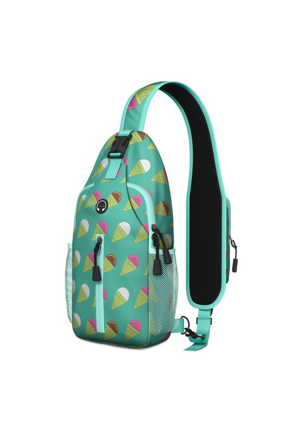 Romantic Wildflower and Floral Sling Backpack – Breathable Back, Adjustable Strap – Artistic Rose and Peony Garden Design