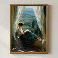 thumbnail image 1 of Romantic Woman Reading By Window Wall Art, Countryside View, Vintage Elegant Lady Lifestyle Artwork For Cozy Home Decor Home Decor #1018, Stretched Canvas Size 8x12, 1 of 4