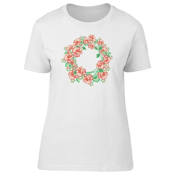Romantic Wreath Pink Roses Tee Women's -Image by Shutterstock