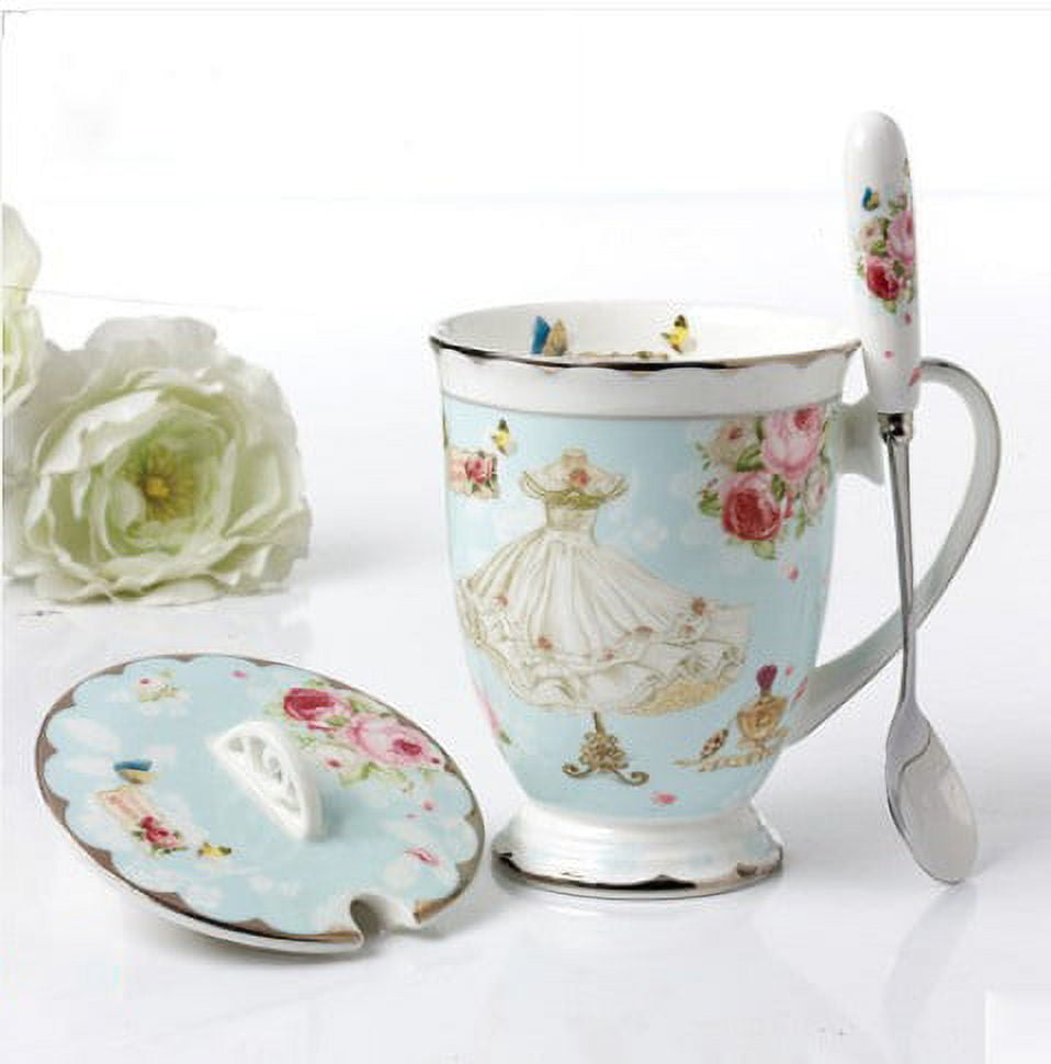 Romantic lace Teacup Sets Vintage Coffee Mug Floral Teacups with Lid