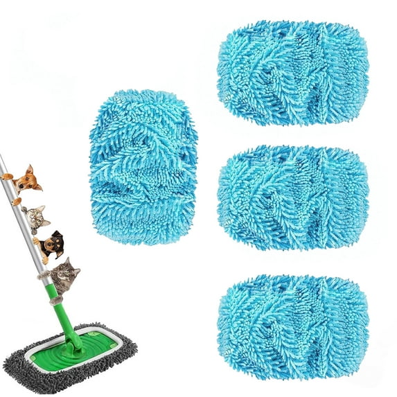 Romantic reusable mop pads 4 pack, Microfiber Dry Sweeping Cloths,for Wet & Dry Use Machine Washable for All Floor Types