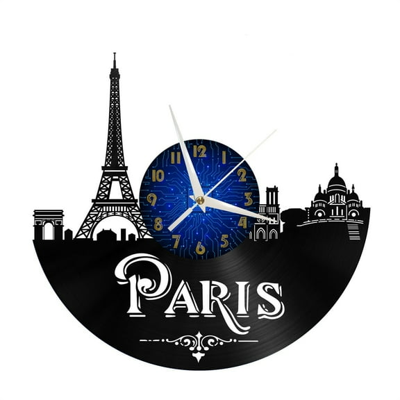 Romantic scenery in Paris Vinyl Record Wall Clock for Kitchen Wall Decor Wall Art Gift for Lover Gift Idea for a Best Friend(B)