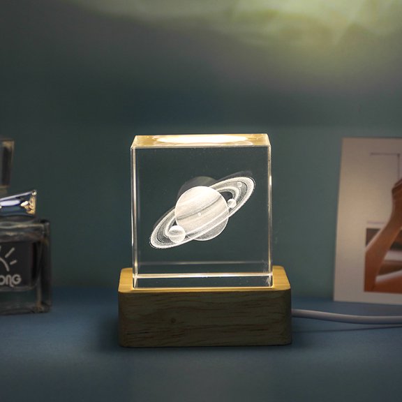 Romantic statue crystal cube, desktop decoration atmosphere lamp, night light, holiday gift.