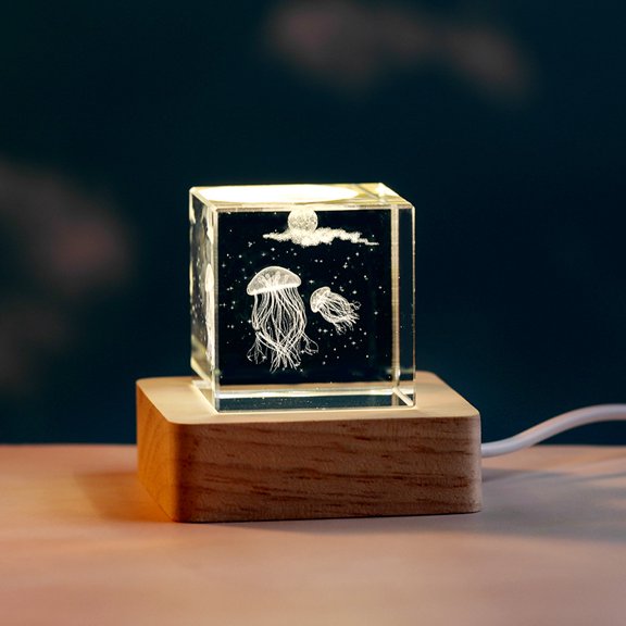 Romantic statue crystal cube, desktop decoration atmosphere lamp, night light, holiday gift.