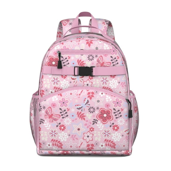 Romantic watercolor botanical laptop bag, lightweight and spacious, adorned with wildflowers, butterflies, and blossoms, perfect as a back-to-school gift.