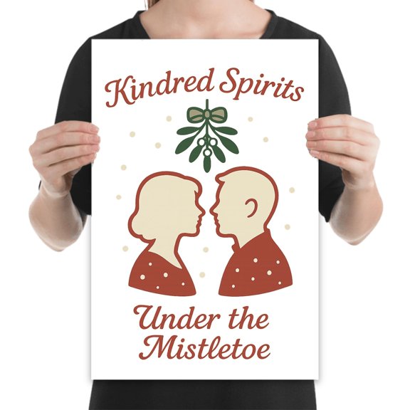 Romantic winter, 13x19 mistletoe print for couples and cozy holiday living room decor