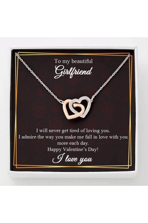RomanticFor Girlfriend - Interlocking Hearts Necklace, Multi Interlocking Heart Necklace