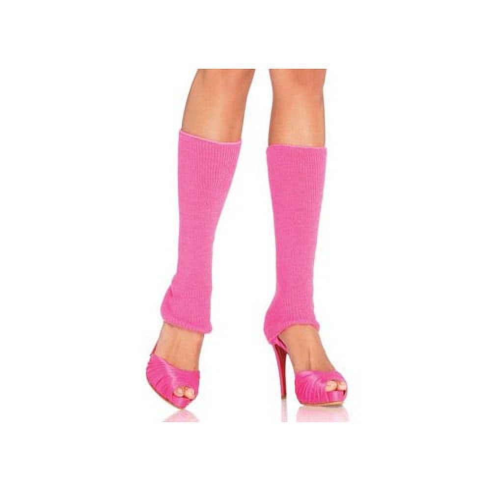 Romantically Ribbed Leg Warmers Neon Pink