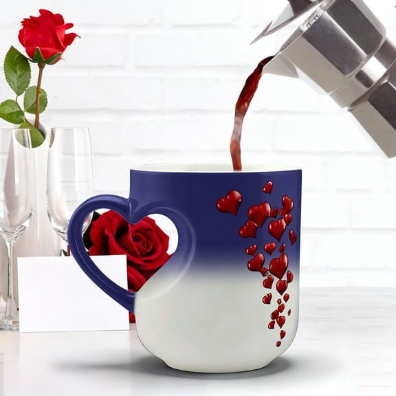 Romantically Surprise Your Partner with Love Reveal Mug, Color Changing Cup | Heat Activated Drinkware (3.1x3.5 Inch Ceramic) for Valentine Morning