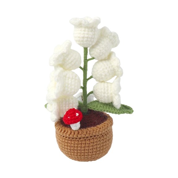 Romantics Atmospheres Creators Handmade Crochet Valley Potted Plant LED Night Lights for Bedroom Ambiances