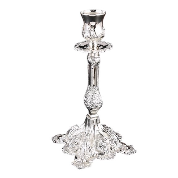 Romantics Single Candelabra With Detailed Engraved Pattern Elegant Metal Taper Candlestick Holders For Holiday Present
