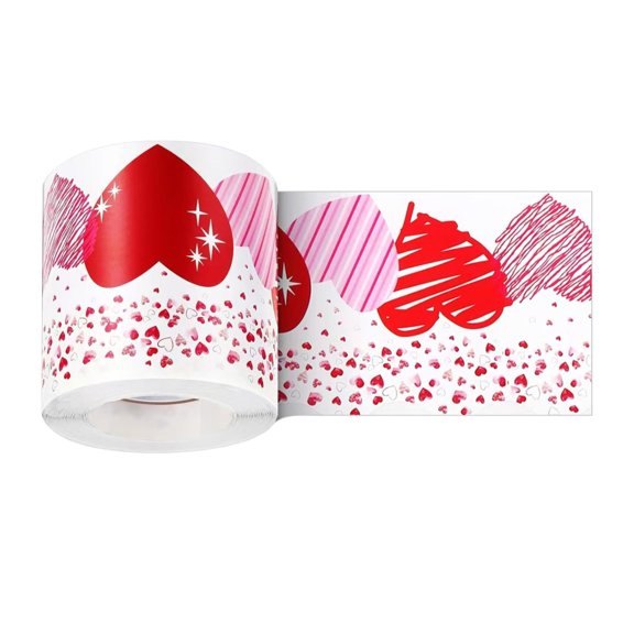 Romantics Valentines Day Heart Adhesive Border Tape for School Office Home Bulletin Board Border Sticekr Roll Decoration