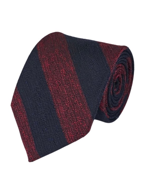 Navy Textured Cotton Rayon Blend Micro Paisley Tie
