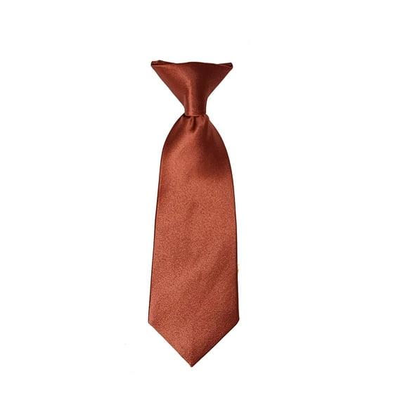 Romario Manzini Solid Cinnamon Color Boy's 8" Clip On Tie Age 0 to 2 Years Old