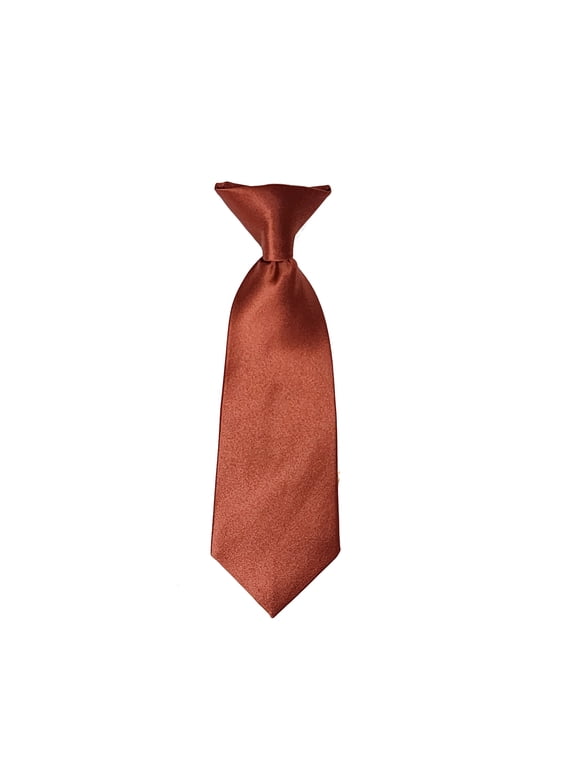 Solid Cinnamon Color Boy's 8" Clip On Tie Age 0 to 2 Years Old