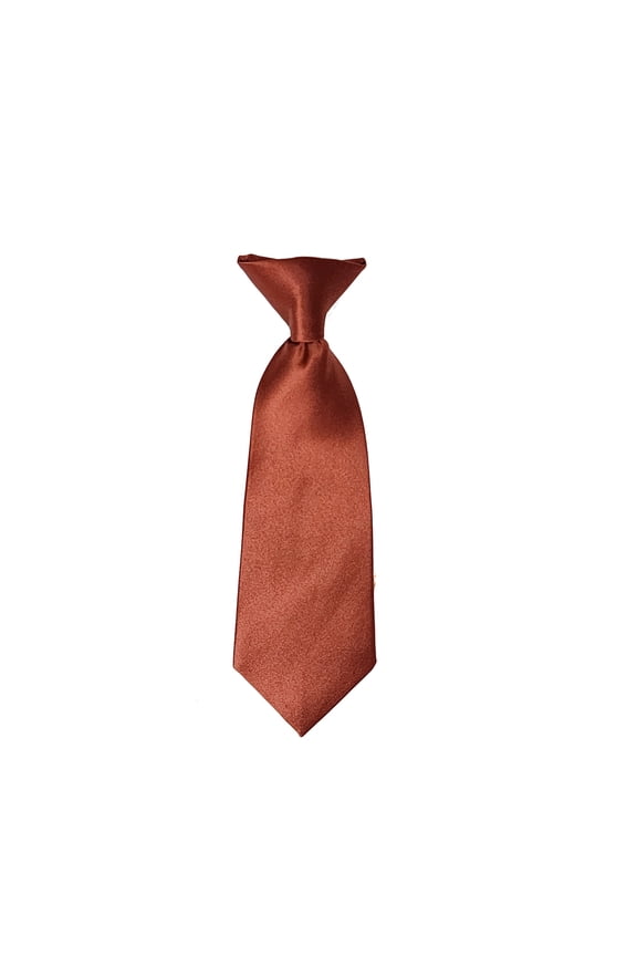 Solid Cinnamon Color Boy's 8" Clip On Tie Age 0 to 2 Years Old