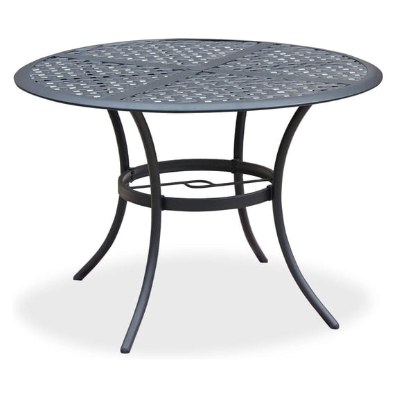 Romayard 42 Inch Outdoor Dining Table Round Patio Bistro Table Powder-Coated Steel Frame Top Patio Dining Table Outdoor Furniture Garden Table with 2.1" Umbrella Hole (Black)
