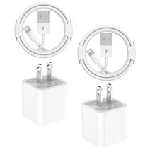 Rombica Fast Charger 2 Pack USB Wall Charger Power Adapter Plug Block with 6 feet Charging Cable White