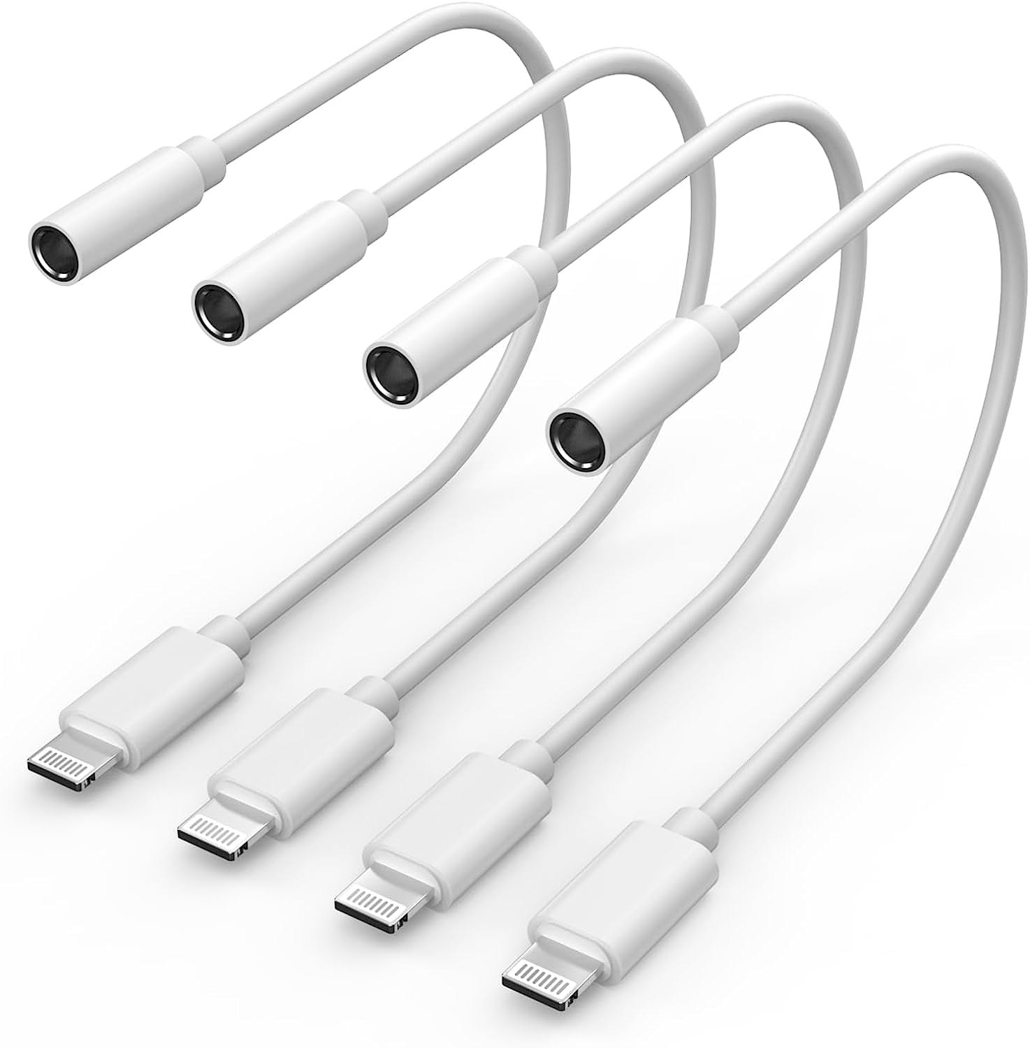Rombica Lightning to 3.5 mm Headphone Jack Adapter,4 Pack Apple MFi Certified iPhone 3.5mm