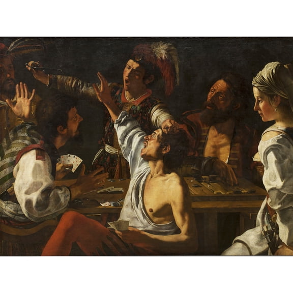 Rombouts Backgammon Players Fighting Painting Extra Large XL Wall Art Poster Print