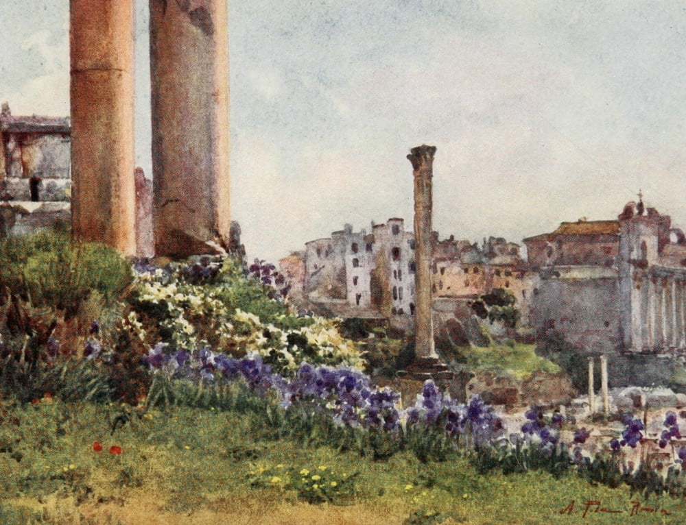 Rome 1905 A corner of the Forum Canvas Art - Alberto Pisa (18 x 24)