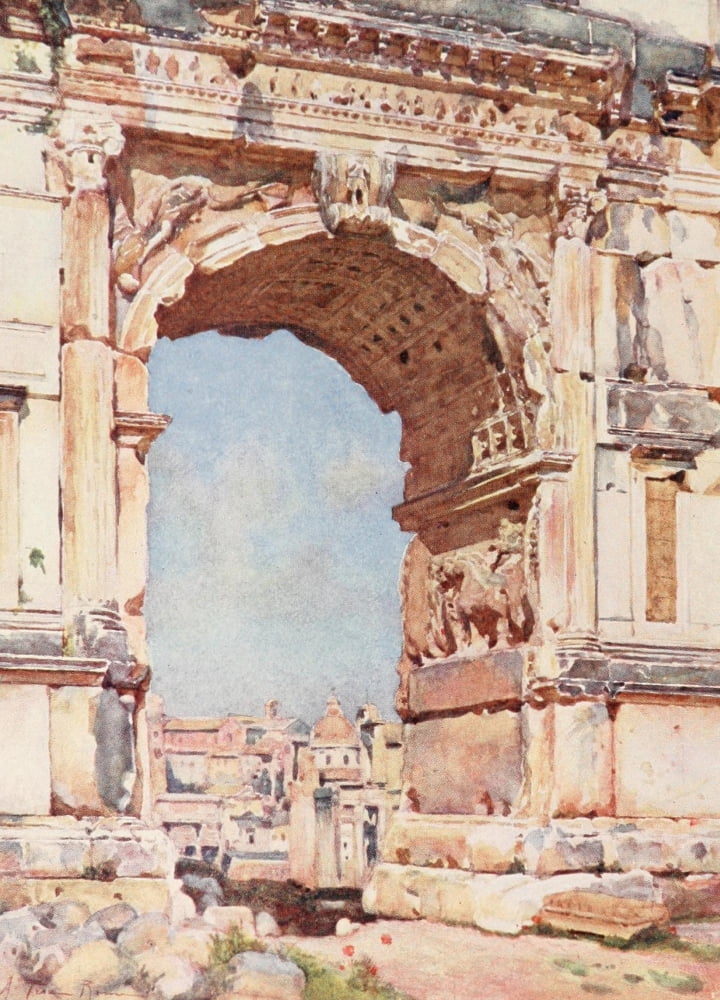 Rome 1905 Arch of Titus Canvas Art - Alberto Pisa (18 x 24)
