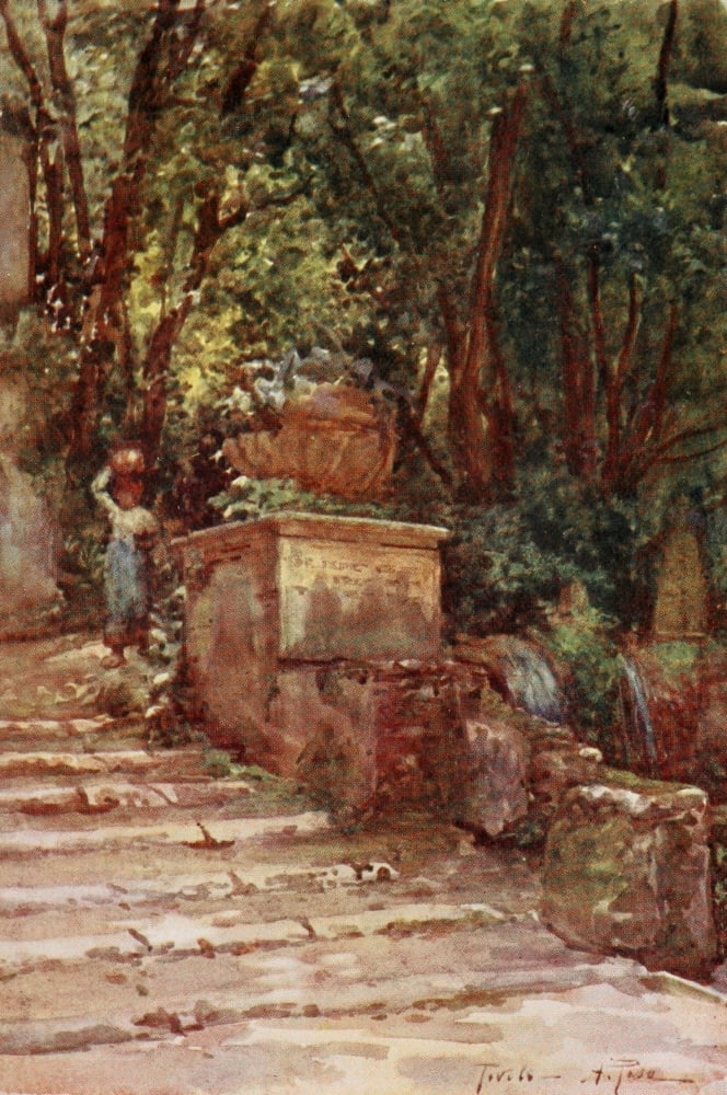 Rome 1905 At Villa DEste Canvas Art - Alberto Pisa (18 x 24)