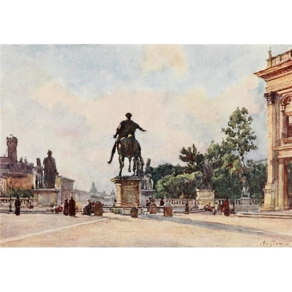 Rome 1905 Bronze statue of Marcus Aurelius Poster Print by Alberto Pisa