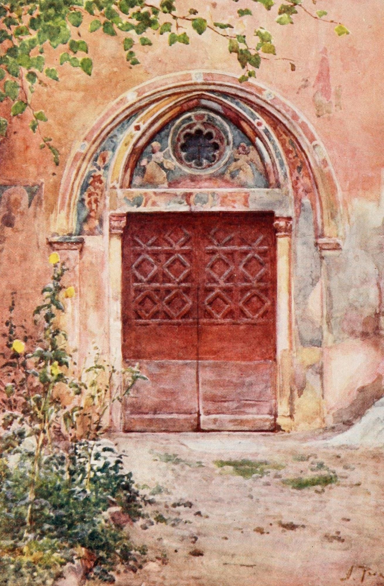 Rome 1905 Doorway of Monastery of S Benedict Canvas Art - Alberto Pisa (18 x 24)