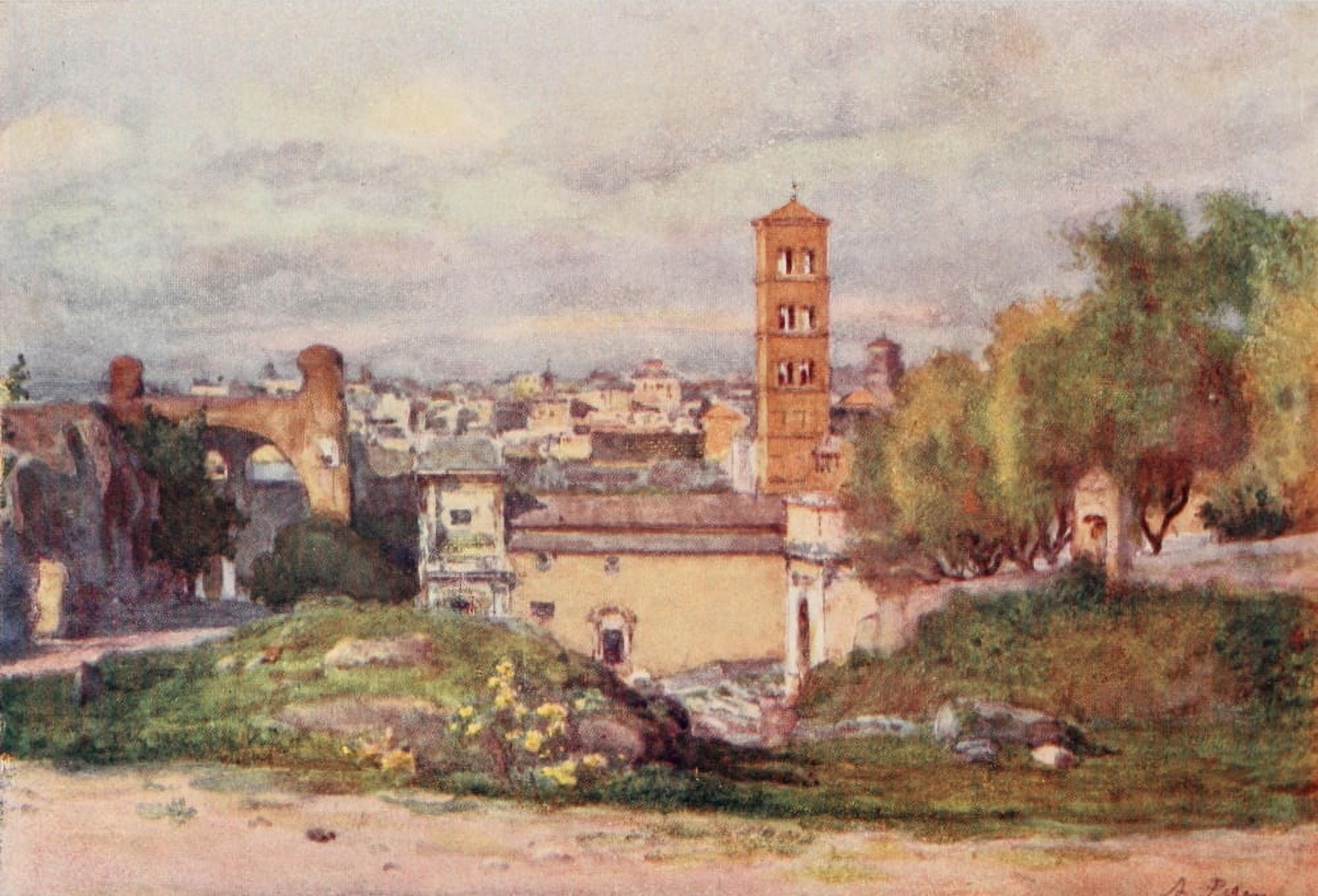 Rome 1905 From the terrace of the House of Domitian Canvas Art - Alberto Pisa (18 x 24)