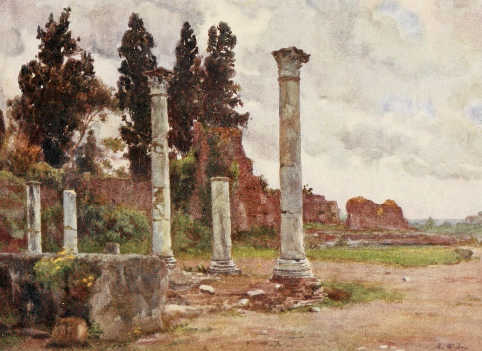 Rome 1905 Library of House of Domitian Canvas Art - Alberto Pisa (18 x 24)