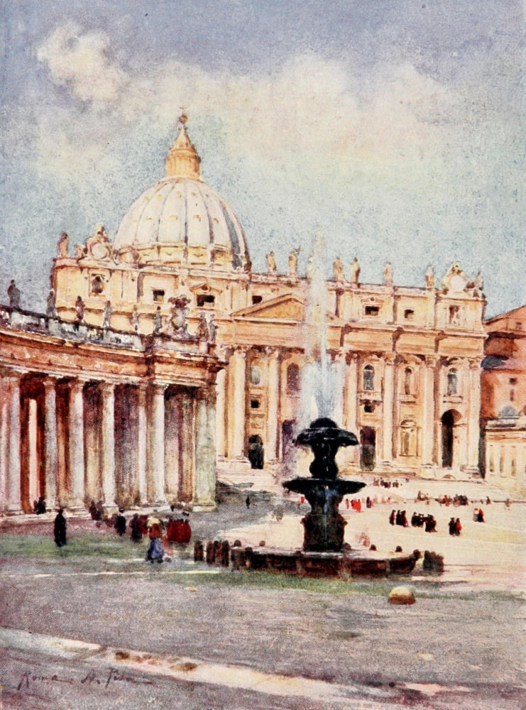 Rome 1905 Saint Peters Canvas Art - Alberto Pisa (18 x 24)