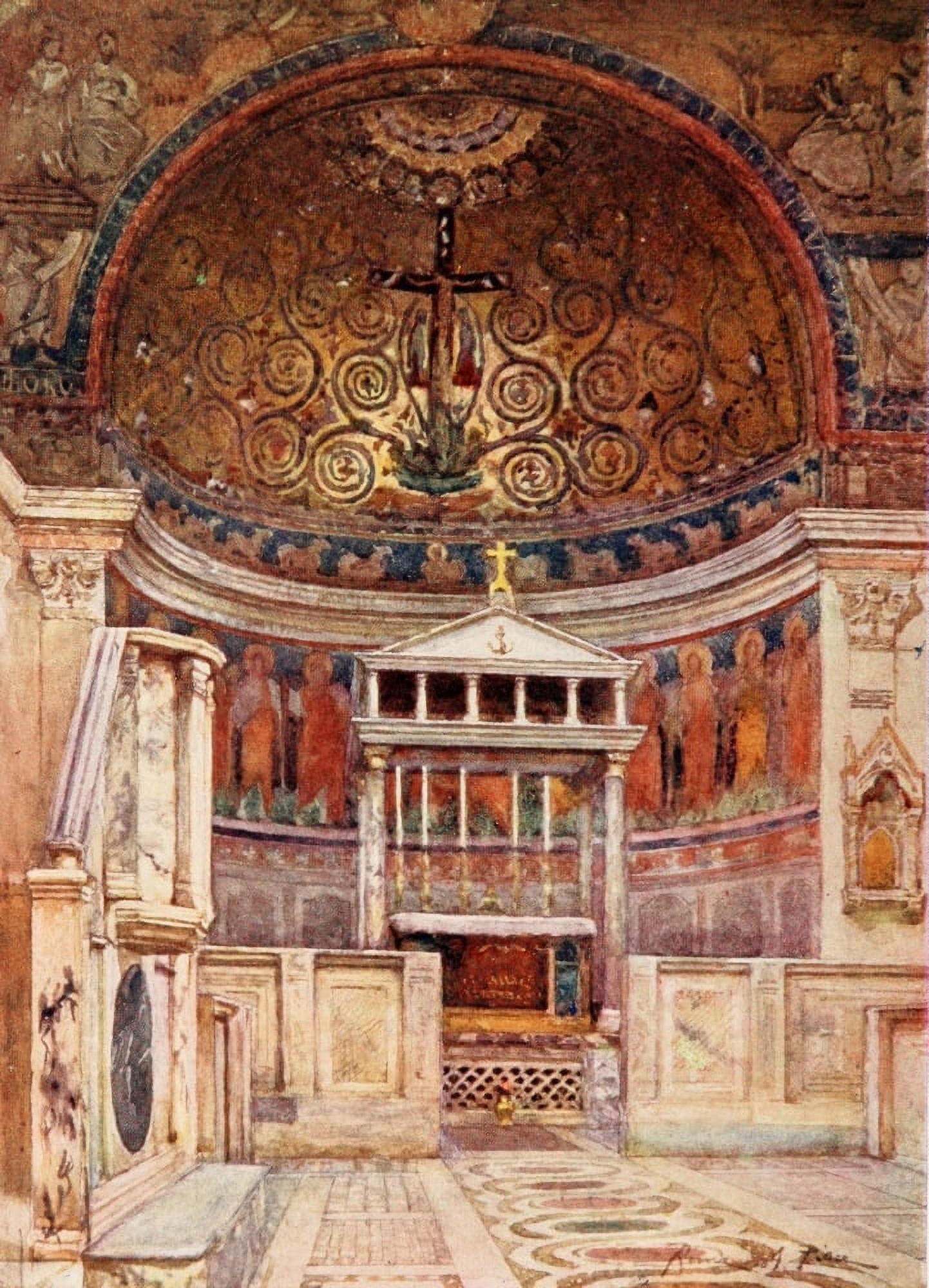 Rome 1905 San Clemente Choir & Tribune Canvas Art - Alberto Pisa (24 x 36)