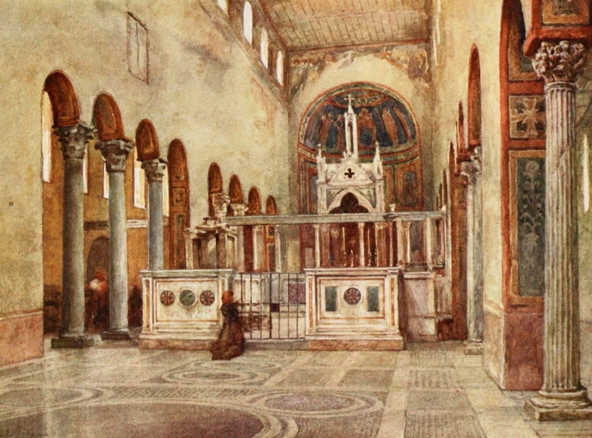 Rome 1905 Santa Maria in Cosmedin Canvas Art - Alberto Pisa (18 x 24)