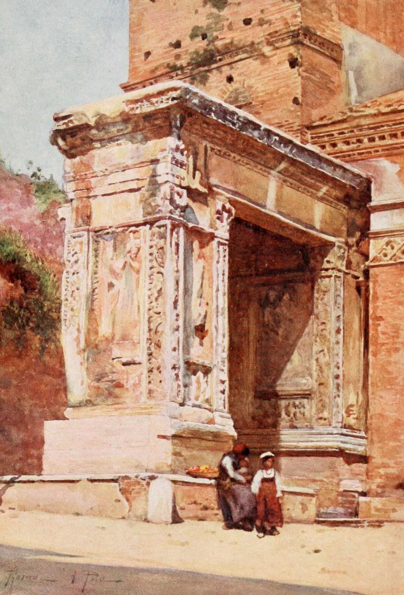 Rome 1905 Silversmiths Arch in the Velabrum Canvas Art - Alberto Pisa (18 x 24)
