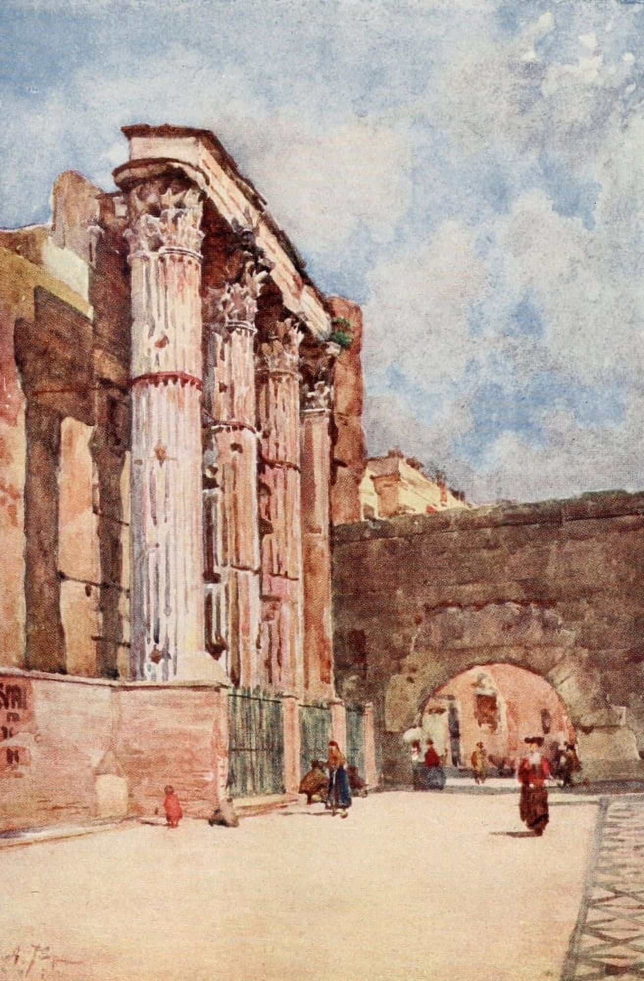 Rome 1905 Temple of Mars Ultor Canvas Art - Alberto Pisa (24 x 36)