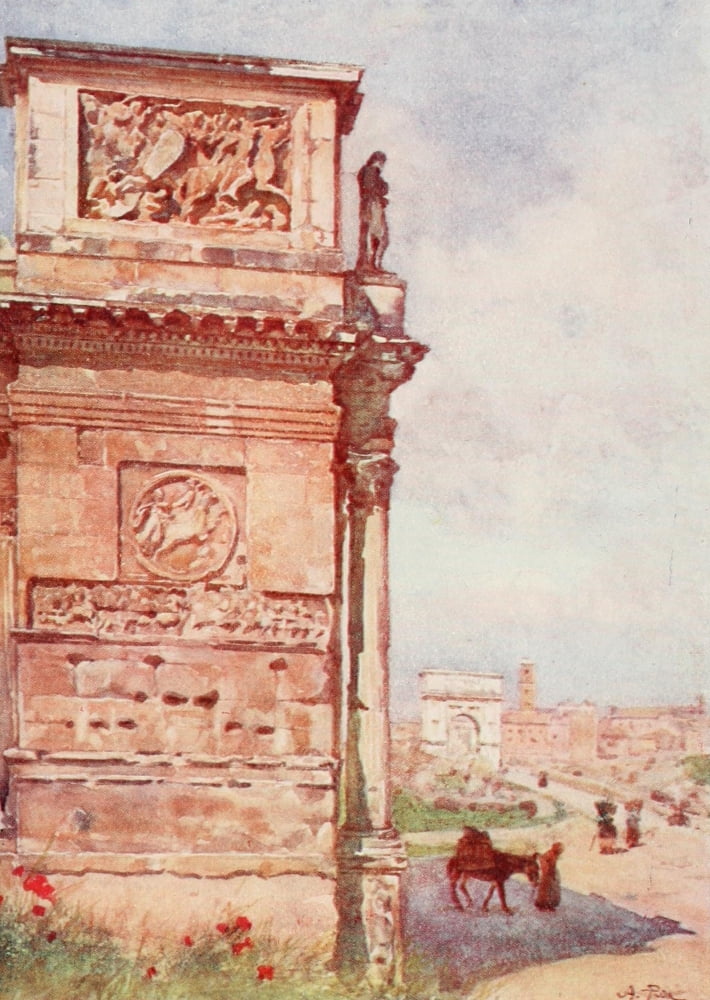 Rome 1905 The Arch of Titus Canvas Art - Alberto Pisa (18 x 24)