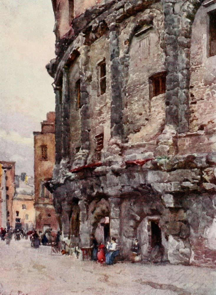 Rome 1905 Theatre of Marcellus Canvas Art - Alberto Pisa (18 x 24)