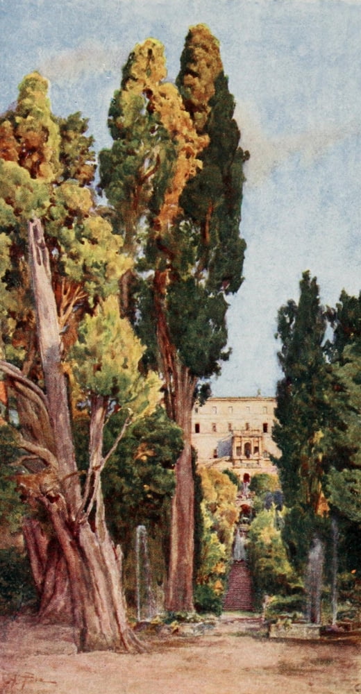 Rome 1905 Villa dEste Tivoli Canvas Art - Alberto Pisa (24 x 36)