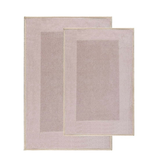 Rome 2-Piece Machine Washable Solid Non-Slip Bath Mat Set, Tan