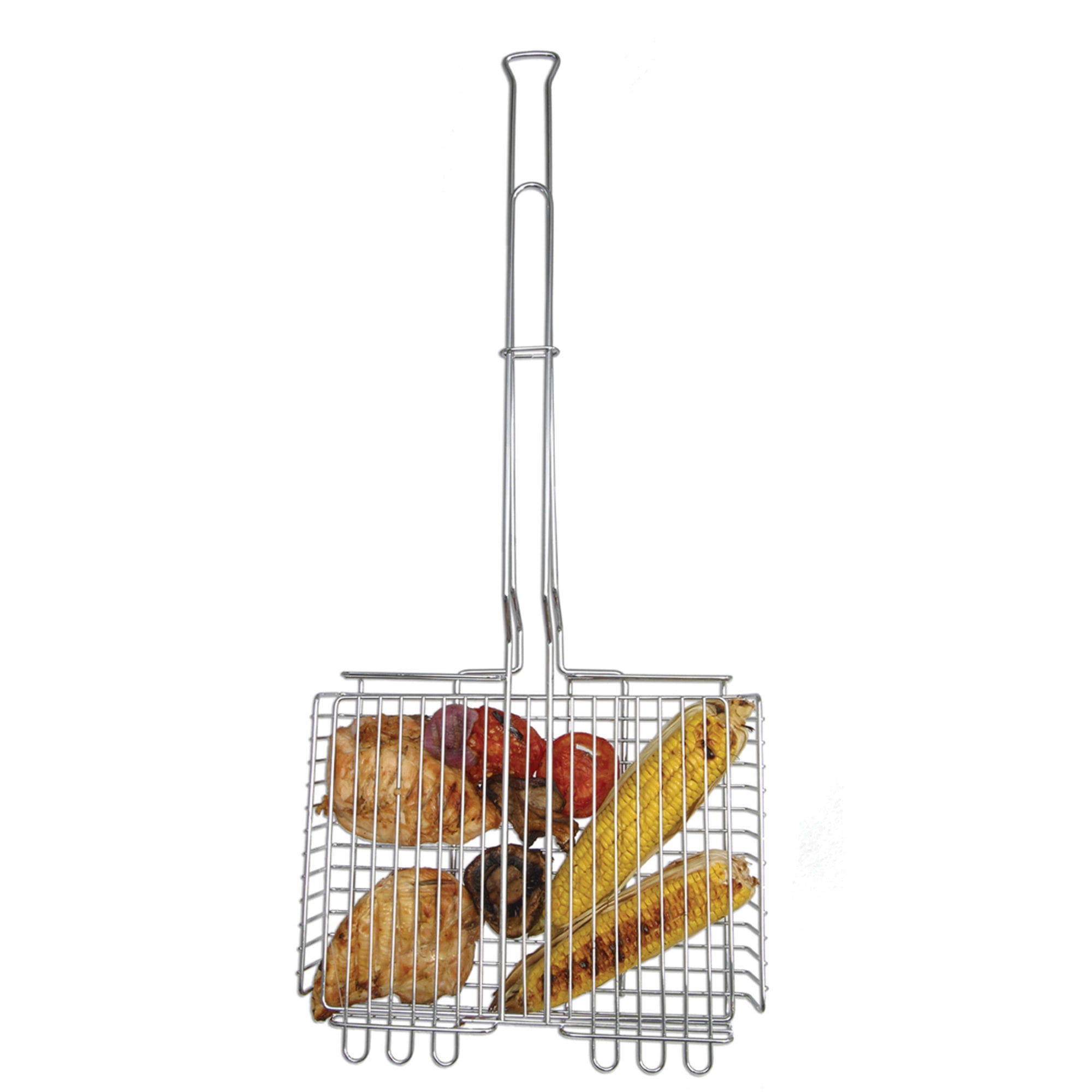 Chrome Plated Steel Adjustable Grill Basket, 29 Inch