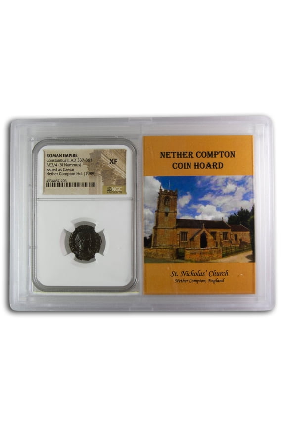 Rome AE3/4 BI Nummus Constantius II XF NGC (Nether Compton Vault)