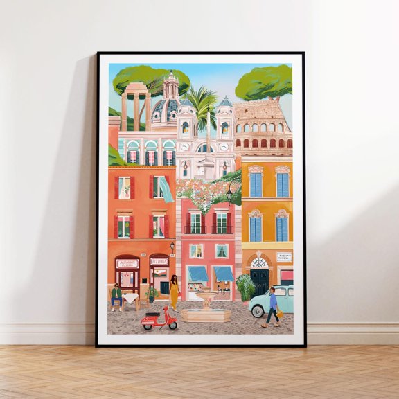 Rome Art Print, Rome Travel Poster, The Spanish Steps, Roman Forum, The Colosseum Poster Unframed Paper Print