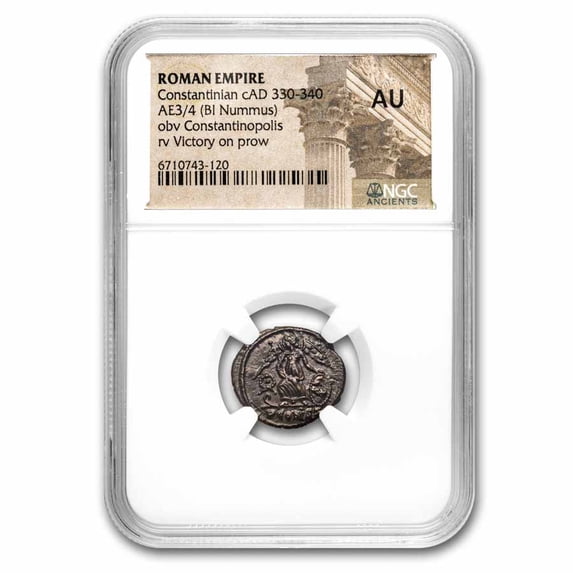 Roman AE3/4 BI Nummus Constantinian (330-340 AD) AU NGC