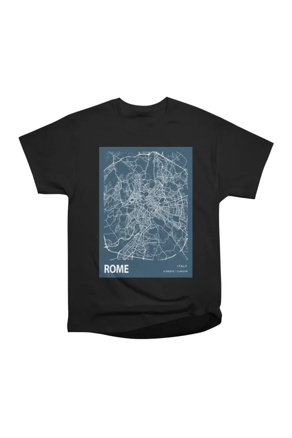Rome Blueprint City Map T-Shirt Tee Gift For Him Merch For Her Apparel For Friend