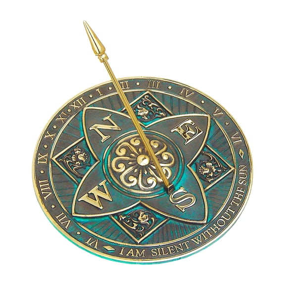 Rome Brass Rosette Sundial, Verdigris, 10.5" dia.