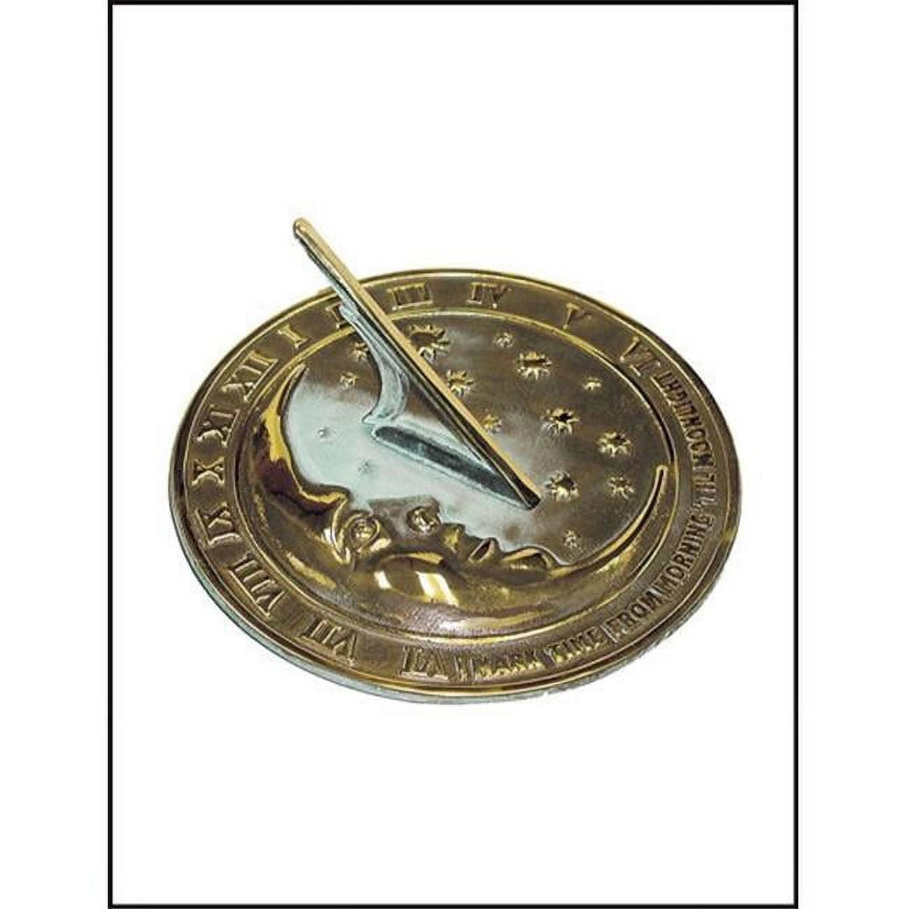 Rome Cast Brass Moon & Stars Sundial, Verdigris, 8.625" dia.