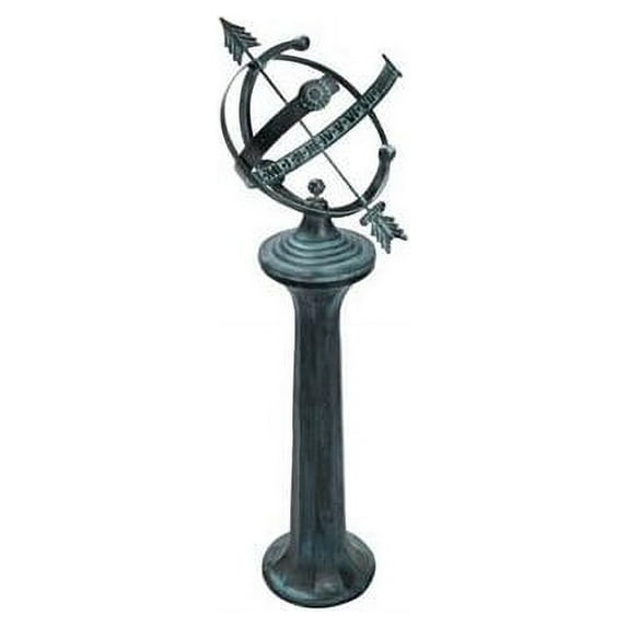 Rome Cast Iron Pillar Sundial Pedestal, Verdigris, 24"